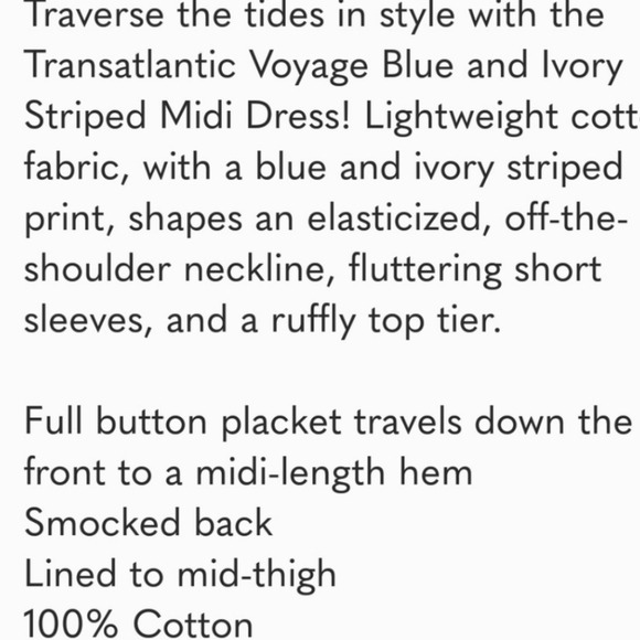 Lulu's Blue & White Striped Off The Shouler Midi - Picture 8 of 16